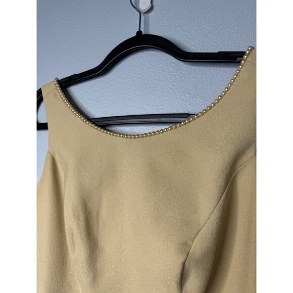 Watters & Watters Long Maxi Evening Wedding Sleeveless Gown Dress SZ 6 Gold Slit - Picture 13 of 14